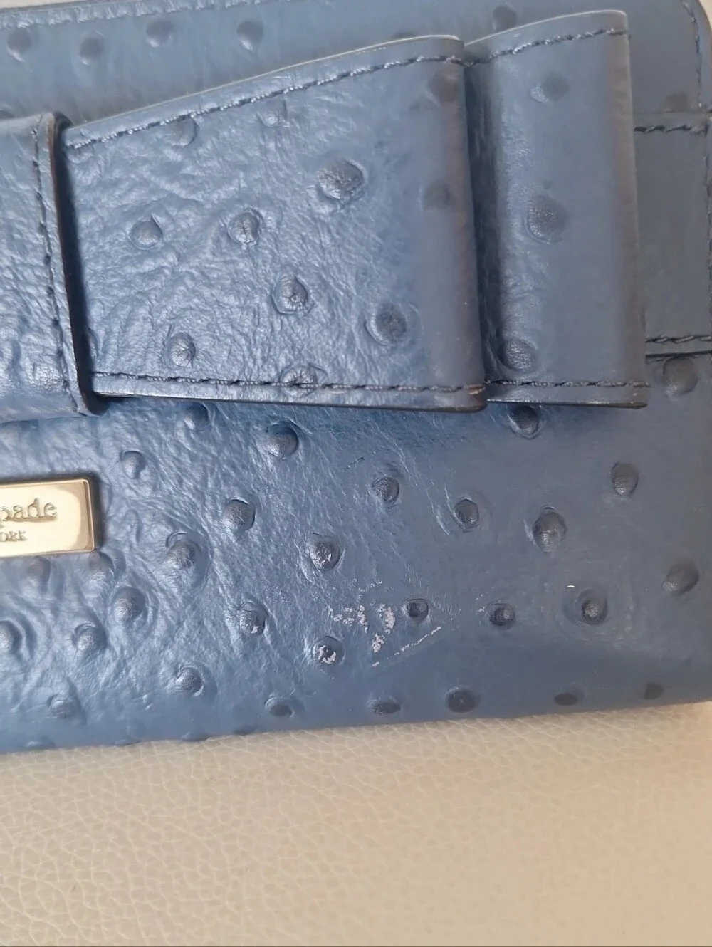 Kate Spade Navy Blue Leather Long Wallet EUC
